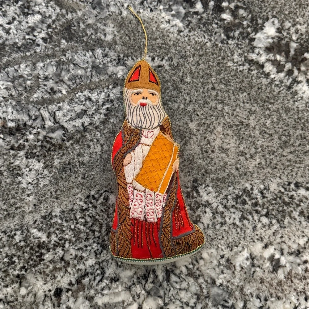 Vintage handmade embroidered Santa King Christmas ornament 2/$20